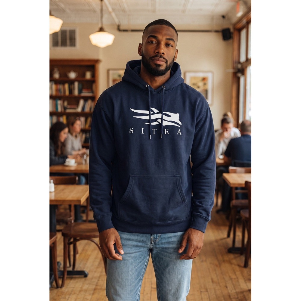 Sitka Gear Navy Pullover Logo Hoodie Hunting Outdoors Sweatshirt Mens XL